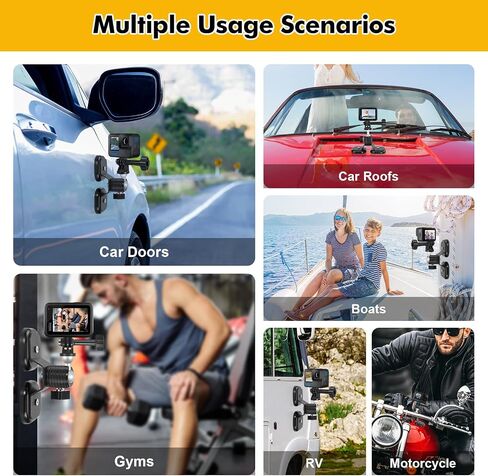 Magnetic Camera Mount fit for GoPro Hero 13/12/11/10/9/8/7/6,Insta360 X4/X3/Ace/Ace Pro,DJI Action5/4/3/2,Akaso,Strong Magnetic Car Camera Mount with 360° Rotation Cam Stand Base in Kuwait