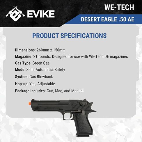Evike Airsoft - WE-Tech Desert Eagle Metal Blowback Airsoft Pistol by CyberGun in Saudi Arabia