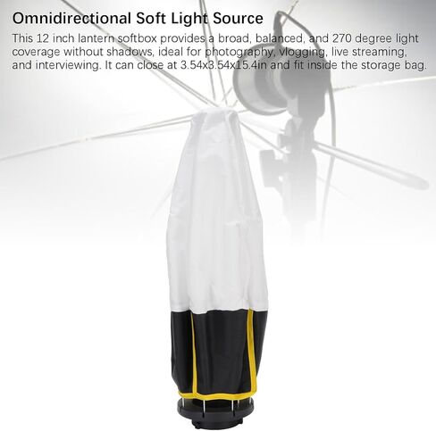 12 Inch Compact Lantern Light Box, Foldable, 8 Resilient Ribs for Mini LED Video Lights, Omni Light Source for Video Recording in Kuwait