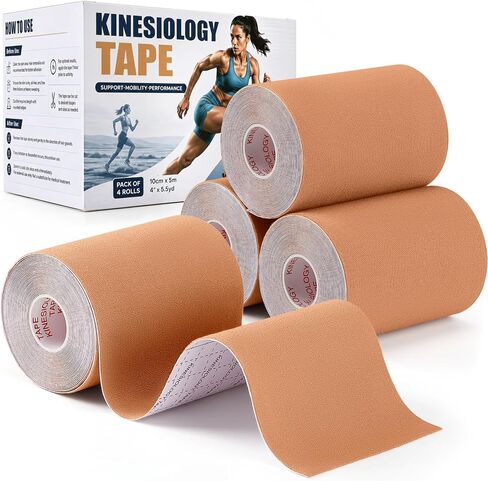 4 Rolls Kinesiology Tapes, 4" x 5.5yd Water Resistant Sports Tape in Kuwait