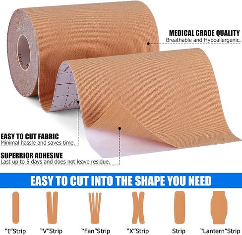4 Rolls Kinesiology Tapes, 4" x 5.5yd Water Resistant Sports Tape in Kuwait