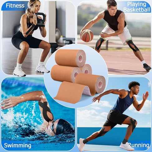 4 Rolls Kinesiology Tapes, 4" x 5.5yd Water Resistant Sports Tape in Kuwait