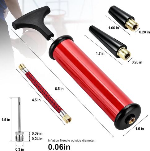 2 Set Ball Hand Pump with Needles, Nozzles & Extension Hoses, Manual Sports Ball Inflator Kit, Universal Air Pump for Basketball, Soccer, Football, Volleyball, Yoga Balls, Portable Manual Inflator Kit in Saudi Arabia