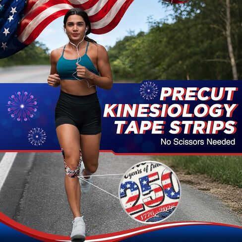 K Tape Kinesiology Tape, 250th Anniversary Waterproof Kinesiology Athletic Tape for Joint & Muscle Support, 2in×40PCS in Saudi Arabia