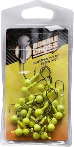 Crappie Magnet Double Cross 25 Packs Jig Heads, Chartreuse , 1/8 ounce in Kuwait