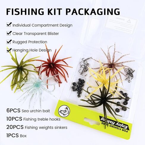 Urchin Bait for Bass Fishing Soft Plastic baits with Lure Box in Kuwait