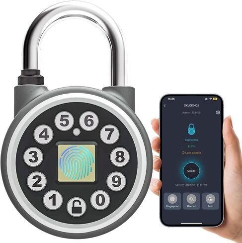 SFW Fingerprint Padlock,Bluetooth Pad Locks with Code, Water Resistant Smart Padlocks with Mobile App.Suitable for Gym, Sports Facilities, Bicycles, Schools, Luggage and Lockers in Saudi Arabia