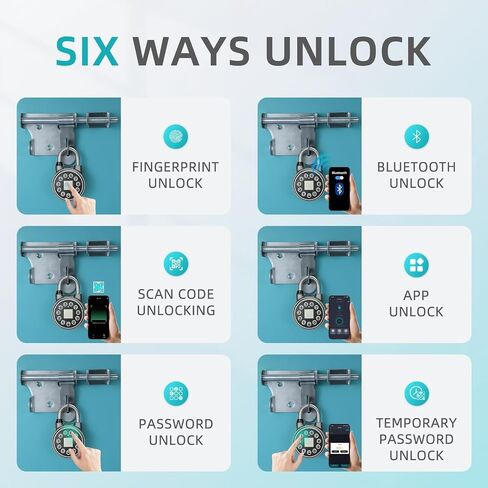 SFW Fingerprint Padlock,Bluetooth Pad Locks with Code, Water Resistant Smart Padlocks with Mobile App.Suitable for Gym, Sports Facilities, Bicycles, Schools, Luggage and Lockers in Saudi Arabia