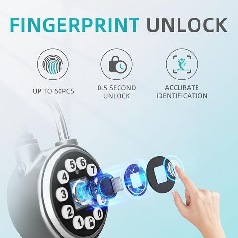SFW Fingerprint Padlock,Bluetooth Pad Locks with Code, Water Resistant Smart Padlocks with Mobile App.Suitable for Gym, Sports Facilities, Bicycles, Schools, Luggage and Lockers in Saudi Arabia
