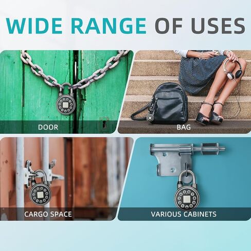 SFW Fingerprint Padlock,Bluetooth Pad Locks with Code, Water Resistant Smart Padlocks with Mobile App.Suitable for Gym, Sports Facilities, Bicycles, Schools, Luggage and Lockers in Saudi Arabia