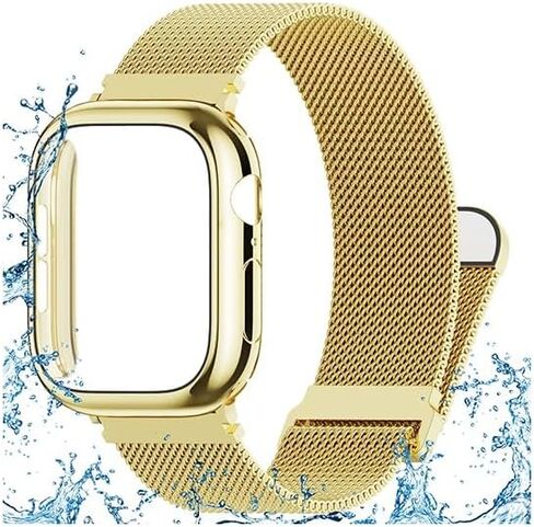 Waterproof Stainless Steel Milanese Band with Case Compatible for Apple Watch 38mm 40mm 41mm 42mm 44mm 45mm 46mm 49mm Women/Men,Magnetic Strap for iWatch Series 12 11 10 9 8 7 6 5 4 3 2 1 SE SE3 Ultra2/3 in Saudi Arabia