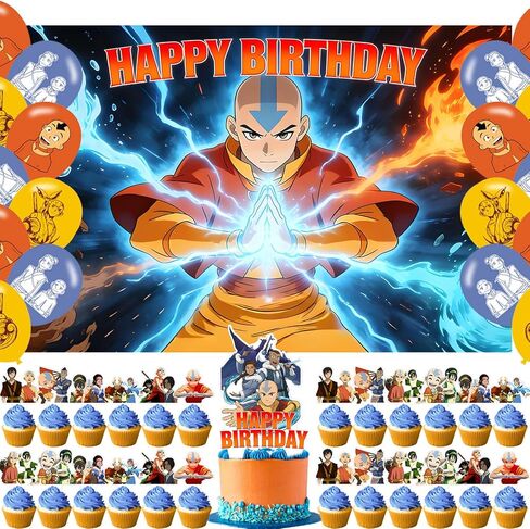 Avatarr Birthday Party Backdrop and Decoration Cartoon Last Airbender Banner Shoot Photo Background Props for Boys and Girls - 5x3ft in Saudi Arabia
