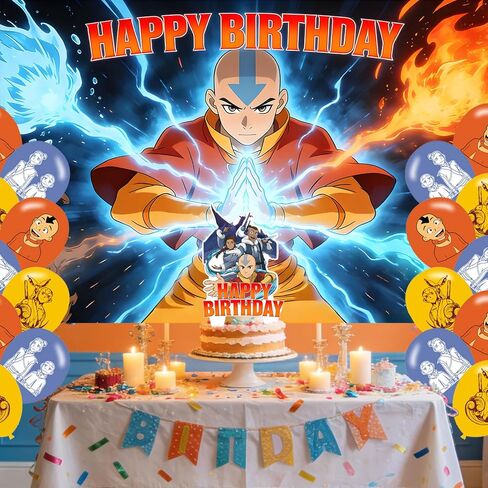 Avatarr Birthday Party Backdrop and Decoration Cartoon Last Airbender Banner Shoot Photo Background Props for Boys and Girls - 5x3ft in Saudi Arabia