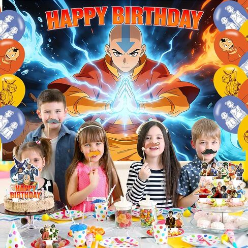 Avatarr Birthday Party Backdrop and Decoration Cartoon Last Airbender Banner Shoot Photo Background Props for Boys and Girls - 5x3ft in Saudi Arabia
