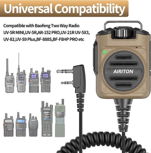 Microphone Handheld Volume Adjustable Speaker AR-158 Rechargeable Shoulder Mic Ham Radio Speaker Mic for Baofeng UV-5R BF-F8HP PRO AR-5RM UV-21R DM-32 for Midland Kenwood Walkie Talkies in Saudi Arabia