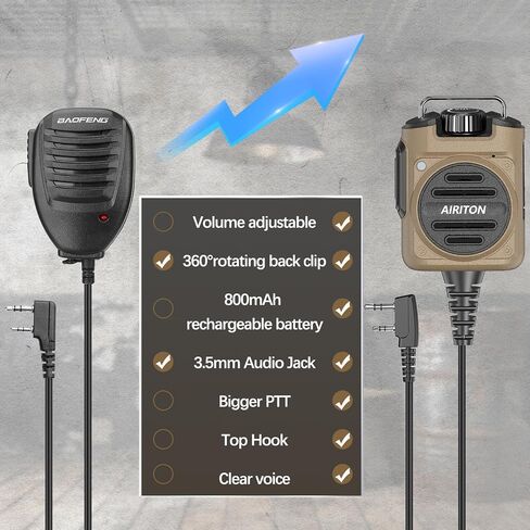Microphone Handheld Volume Adjustable Speaker AR-158 Rechargeable Shoulder Mic Ham Radio Speaker Mic for Baofeng UV-5R BF-F8HP PRO AR-5RM UV-21R DM-32 for Midland Kenwood Walkie Talkies in Saudi Arabia