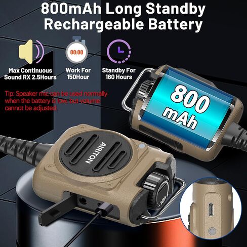 Microphone Handheld Volume Adjustable Speaker AR-158 Rechargeable Shoulder Mic Ham Radio Speaker Mic for Baofeng UV-5R BF-F8HP PRO AR-5RM UV-21R DM-32 for Midland Kenwood Walkie Talkies in Saudi Arabia