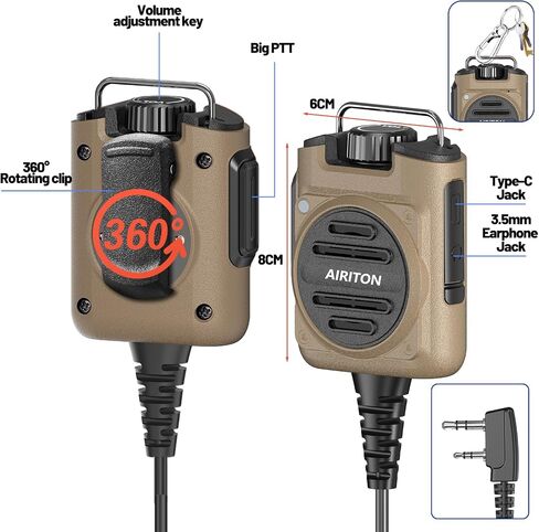 Microphone Handheld Volume Adjustable Speaker AR-158 Rechargeable Shoulder Mic Ham Radio Speaker Mic for Baofeng UV-5R BF-F8HP PRO AR-5RM UV-21R DM-32 for Midland Kenwood Walkie Talkies in Saudi Arabia
