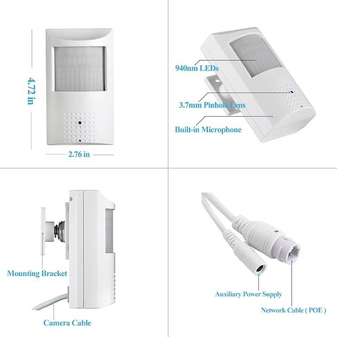 REVOTECH PIR POE IP Camera, HD 3MP Indoor Security Camera P2P 3.7mm Lens 940nm Invisible LEDs IR Night Vision H.265 CCTV Cam (IPIR-P White) in Saudi Arabia