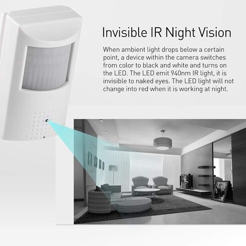 REVOTECH PIR POE IP Camera, HD 3MP Indoor Security Camera P2P 3.7mm Lens 940nm Invisible LEDs IR Night Vision H.265 CCTV Cam (IPIR-P White) in Saudi Arabia