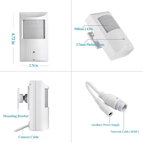 REVOTECH PIR POE IP Camera, HD 3MP Indoor Security Camera P2P 3.7mm Lens 940nm Invisible LEDs IR Night Vision H.265 CCTV Cam (IPIR-P White) in Saudi Arabia