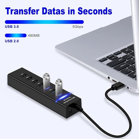 7-Port USB Hub, YaimhSound 6 Port USB Hub, USB to Multiple USB, USB 3.0 2.0 in Saudi Arabia