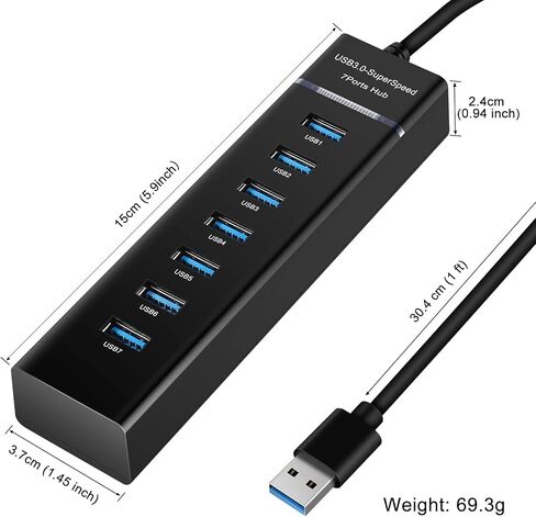 7-Port USB Hub, YaimhSound 6 Port USB Hub, USB to Multiple USB, USB 3.0 2.0 in Saudi Arabia