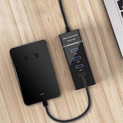 محول محور USB، 4 منافذ USB 3.0 مقسم متوافق مع أجهزة MacBook، والكمبيوتر المحمول، وSurface Pro، وPs4/Ps5، والكمبيوتر الشخصي، والأقراص الصلبة المحمولة، ولوحة المفاتيح والمزيد in Kuwait