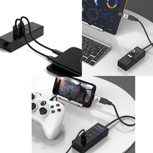 محول محور USB، 4 منافذ USB 3.0 مقسم متوافق مع أجهزة MacBook، والكمبيوتر المحمول، وSurface Pro، وPs4/Ps5، والكمبيوتر الشخصي، والأقراص الصلبة المحمولة، ولوحة المفاتيح والمزيد in Kuwait