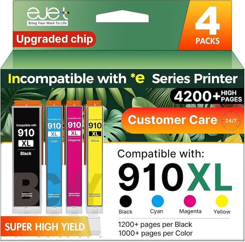 ejet Compatible Ink for HP 910XL Ink Cartridges Combo Pack, Black and Color in Kuwait