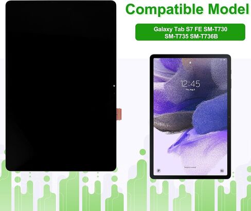 New 12.4" LCD Display Replacement Compatible with Samsung Galaxy Tab S7 FE SM‑T730 SM‑T735 SM‑T736B Touch Screen Digitizer Assembly with Repair Tools Kit in Saudi Arabia