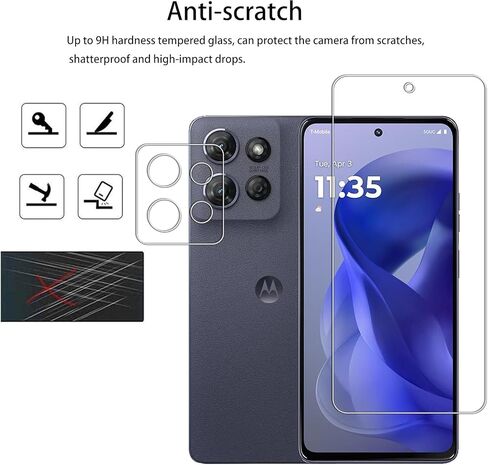 [2+2 Pack Tempered Glass Film For Motorola Moto G (2025) Screen Protector 2-Pack with Camera Lens Protector 2-Pack in Saudi Arabia