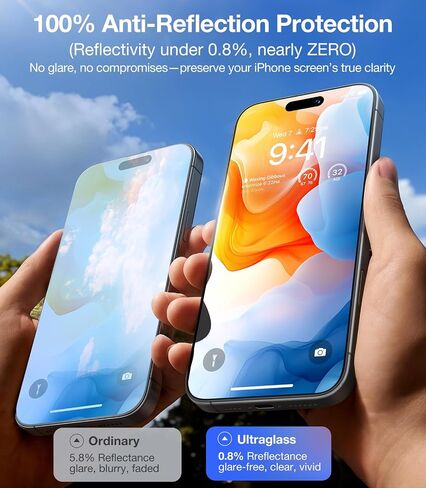 واقي شاشة UltraGlass Unbreak TOP 9H+ زجاجي لهاتف iPhone 16 Pro [مضاد للوهج بنسبة 100% ومقاوم للكسر من الدرجة العسكرية] واقي شاشة 16 Pro من الزجاج المقوى تغطية كاملة، أطول متانة 16Pro، عبوة واحدة in Kuwait