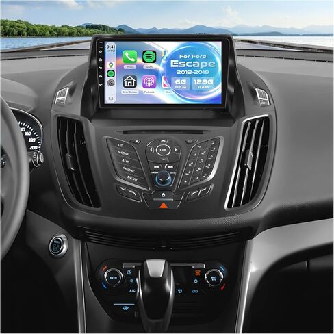 8 Core 6G+128G Android Car Stereo for Ford Escape 2013-2019 with Wireless CarPlay Android Auto, 9" Touchscreen Car Radio Mirror Link GPS WiFi Bluetooth FM RDS DSP EQ SWC Backup Camera in Kuwait