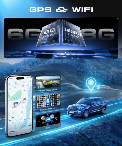 8 Core 6G+128G Android Car Stereo for Ford Escape 2013-2019 with Wireless CarPlay Android Auto, 9" Touchscreen Car Radio Mirror Link GPS WiFi Bluetooth FM RDS DSP EQ SWC Backup Camera in Kuwait