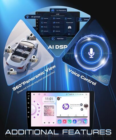 8 Core 6G+128G Android Car Stereo for Ford Escape 2013-2019 with Wireless CarPlay Android Auto, 9" Touchscreen Car Radio Mirror Link GPS WiFi Bluetooth FM RDS DSP EQ SWC Backup Camera in Kuwait