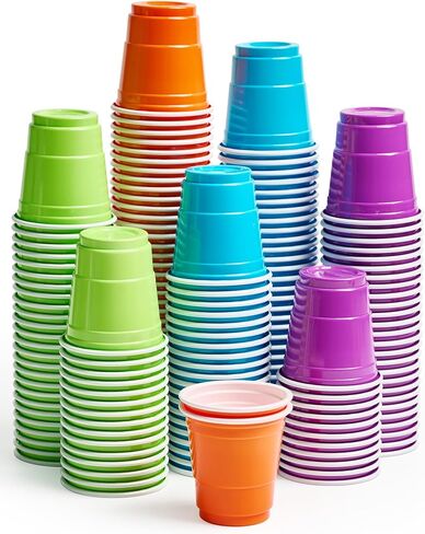 Lilymicky 600 Count 2 oz Plastic Shot Glasses, Mini Disposable Shot Cups, 2 oz Assorted Color Shot Cups for Parties, Shooting Games in Saudi Arabia