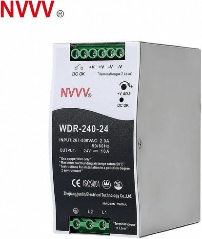 WDR-240-24 24V, Input:267~500VAC,Output:24VDC 10A, 240W Industrial DIN Rail Power Supply AC to DC Converter in Saudi Arabia
