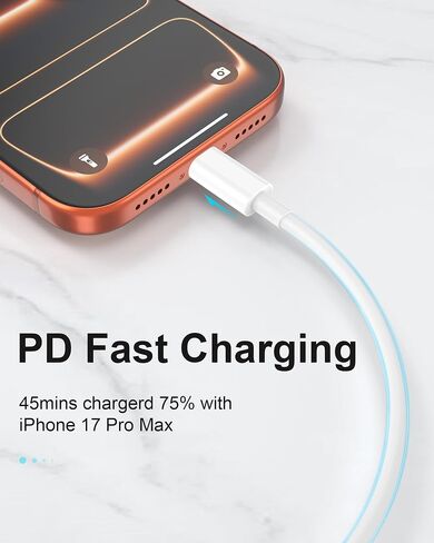كابل 3FT USB C إلى USB C، 2 حزمة سلك CarPlay لشاحن من النوع C لهاتف iPhone 17/16 in Kuwait