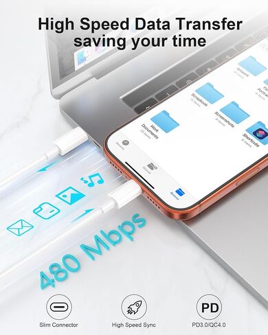 كابل 3FT USB C إلى USB C، 2 حزمة سلك CarPlay لشاحن من النوع C لهاتف iPhone 17/16 in Kuwait