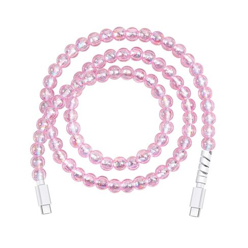 Coolden USB C to USB C Cable Type C Cable Pink Beaded Phone Charger Cord in Saudi Arabia