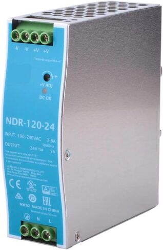 NDR-120-24 24V 5A 120W DIN Rail Power Supply - Reliable Power for DIY Projects - Universal 90-264VAC Input - Robust and Compact - Built-in Protections - UL508 Certified in Saudi Arabia