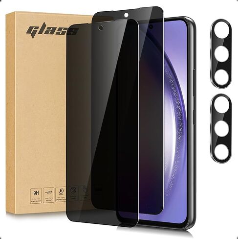 【2+2 pack】Prybaw for Samsung Galaxy A57 5G Privacy Screen Protector with Phone Camera Lens Protector ,Anti Spy Tempered Glass Film,9H,Anti-Scratch Case Friendly Accessories Protector de Pantalla A57,Easy Install in Saudi Arabia