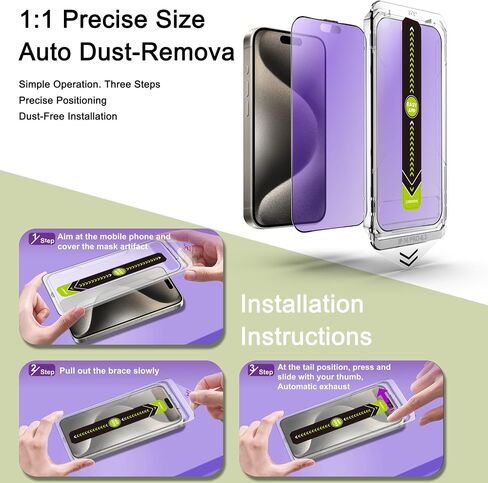 2-Pack Anti Blue Light Blocking Matte Screen Protector for iPhone 16 Pro/17 (6.3-Inch),Anti-Glare,9H Tempered Glass,Full Coverage,Anti-Fingerprint,Auto Dust Removal,Bubble-Free in Kuwait