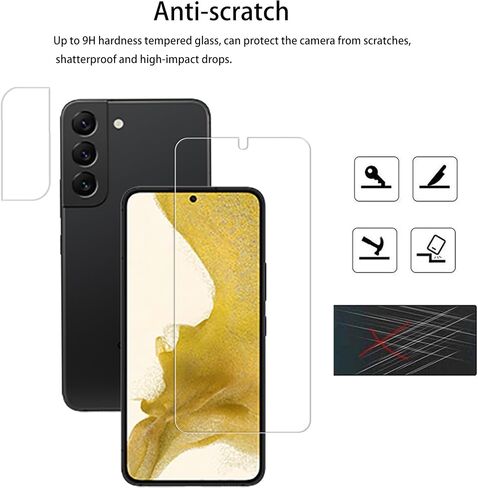 Screen Protector For Samsung Galaxy S22+ / S22 Plus Tempered Glass 2-Pack Camera Lens Protector Film 2-Pack With Easy Alignment Tool in Saudi Arabia