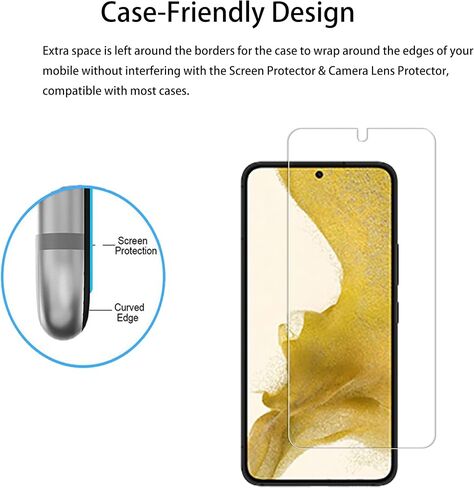 Screen Protector For Samsung Galaxy S22+ / S22 Plus Tempered Glass 2-Pack Camera Lens Protector Film 2-Pack With Easy Alignment Tool in Saudi Arabia