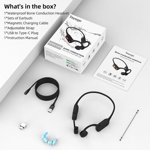 سماعات تايوجو للسباحة، سماعات أذن مفتوحة للسباحة، مشغل MP3 سعة 32 جيجابايت وبلوتوث 5.4، سماعات سباحة تحت الماء، سماعات أذن تحت الماء للجري وتمارين ركوب الدراجات (أسود) in Kuwait
