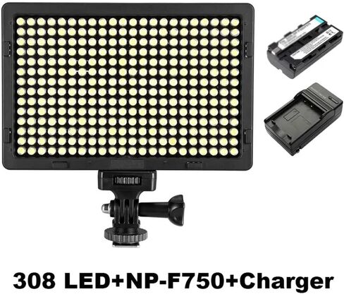 ضوء فيديو LED ساطع 5500K قابل للتعتيم لكاميرات SLR الرقمية مع بطارية وشاحن 4400 مللي أمبير في الساعة in Kuwait