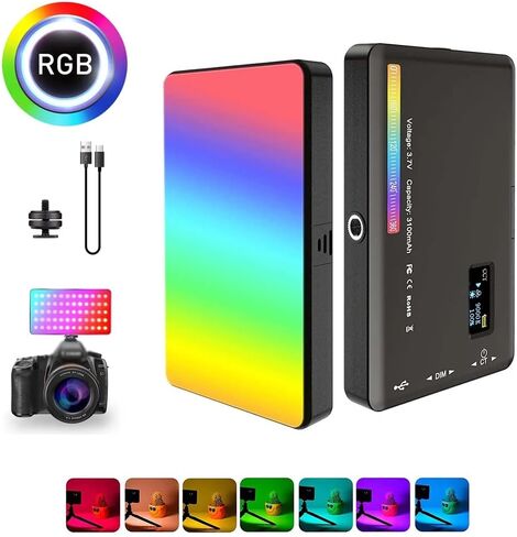RGB LED Video Light Photography Fill Camera Lighting Panel CRI95+ 2500-9000K LCD Display Cold Shoe for Live Streaming DSLR in Saudi Arabia