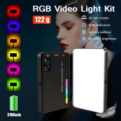 RGB LED Video Light Photography Fill Camera Lighting Panel CRI95+ 2500-9000K LCD Display Cold Shoe for Live Streaming DSLR in Saudi Arabia